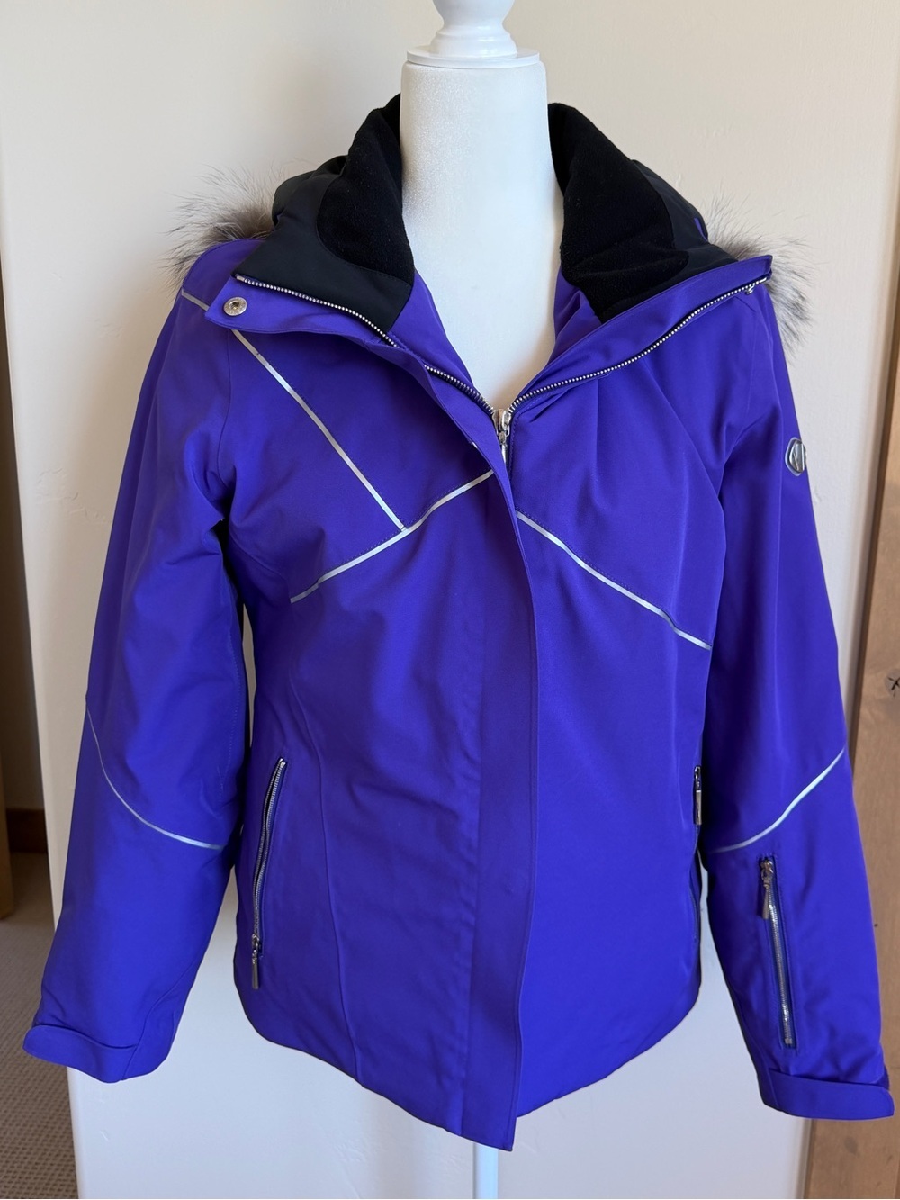 Sunice Purple Insulated Ski Jacket w/ Real Silver Fox Fur Hood | Size 8 / M